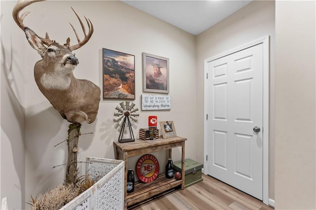 entrance foyer with light wood-style flooring
