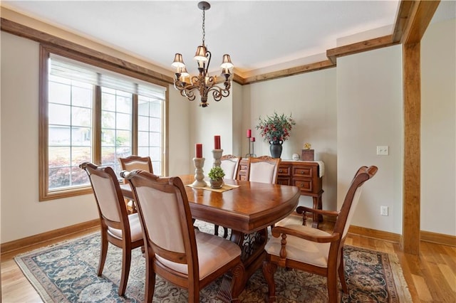 9924 Skyview Ln, Lenexa, KS 66220 - dining area with a chandelier, light wood-type flooring, and baseboards