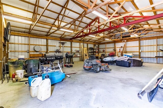 garage featuring metal wall