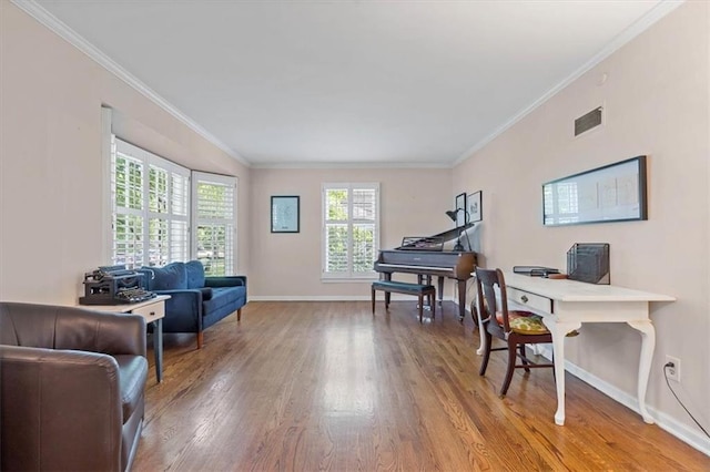 9817 Cedar St, Overland Park, KS 66207 - office space with wood finished floors, baseboards, and crown molding