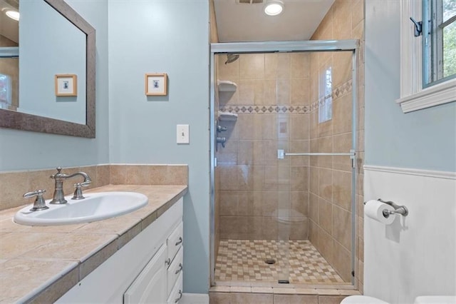 9817 Cedar St, Overland Park, KS 66207 - full bathroom with toilet, vanity, and a shower stall