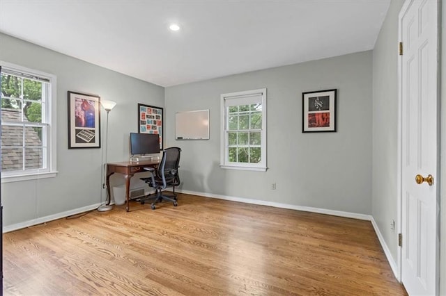 9817 Cedar St, Overland Park, KS 66207 - office area featuring light wood-style floors, healthy amount of natural light, and baseboards