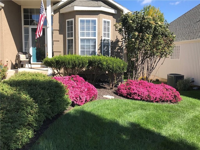 view of yard featuring central AC
