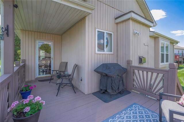 deck featuring grilling area