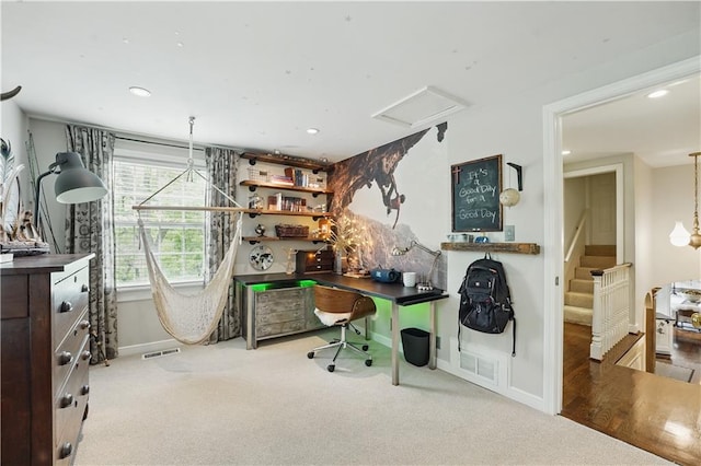 6116 W 61st Ter, Mission, KS 66202 - carpeted home office with baseboards and recessed lighting