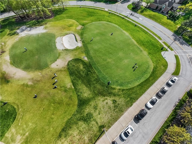 aerial view featuring view of golf course