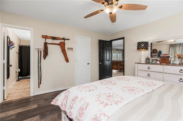 7934 SW James Lee Rd, Polo, MO 64671 - bedroom featuring dark wood-type flooring, a closet, and ceiling fan