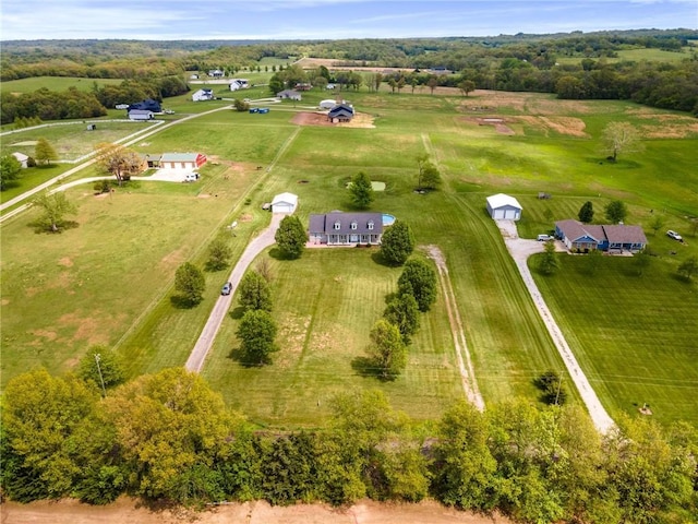 bird's eye view featuring a rural view