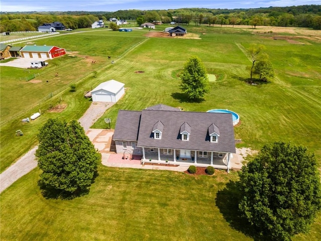aerial view featuring a rural view