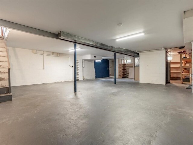 below grade area with stairs