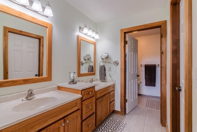 23801 Evans Rd, Tonganoxie, KS 66086 - bathroom featuring double vanity and tile patterned flooring