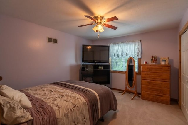 23801 Evans Rd, Tonganoxie, KS 66086 - bedroom with light colored carpet and ceiling fan