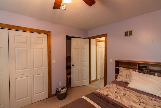 23801 Evans Rd, Tonganoxie, KS 66086 - bedroom featuring carpet flooring, a ceiling fan, and a closet