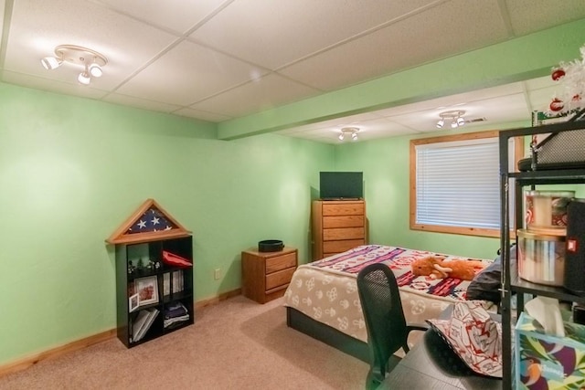 23801 Evans Rd, Tonganoxie, KS 66086 - carpeted bedroom with a drop ceiling and baseboards