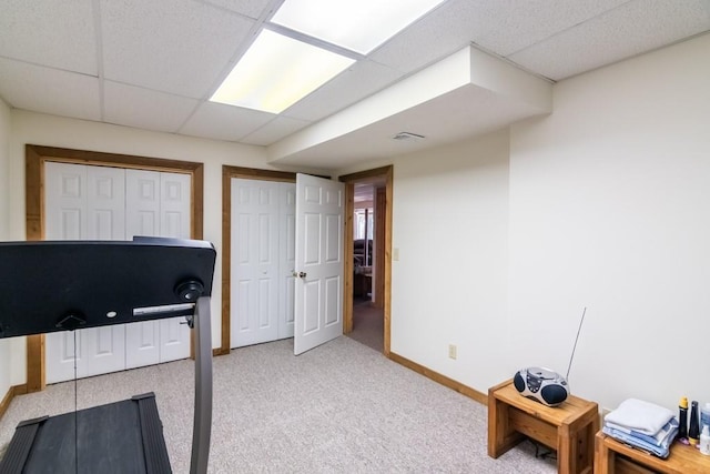 23801 Evans Rd, Tonganoxie, KS 66086 - office area featuring carpet, a drop ceiling, and baseboards