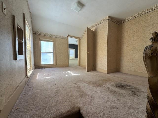 420 S Lincoln Ave, Chanute, KS 66720 - spare room with carpet flooring and vaulted ceiling