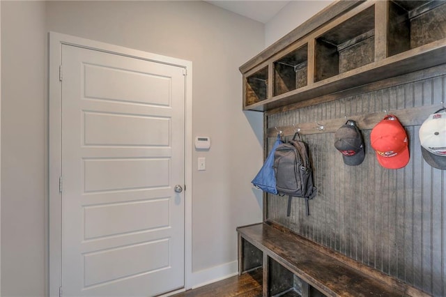 3525 S Woodland Ct, Independence, MO 64052 - mudroom with baseboards and dark wood finished floors