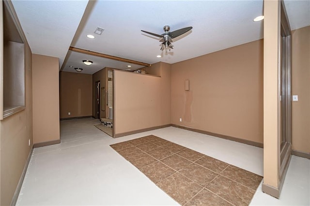 2500 Gabrianna Ct, Columbia, MO 65203 - spare room featuring recessed lighting, baseboards, ceiling fan, and visible vents