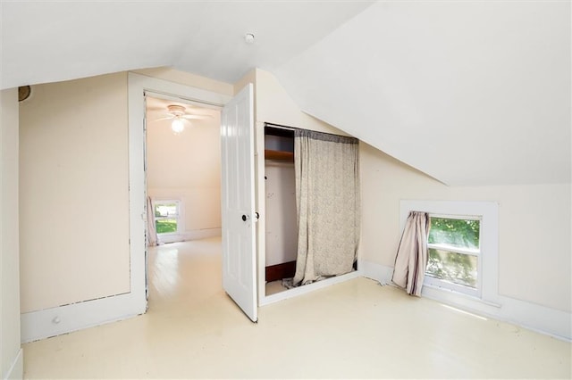 additional living space with lofted ceiling
