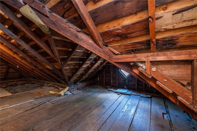 view of unfinished attic