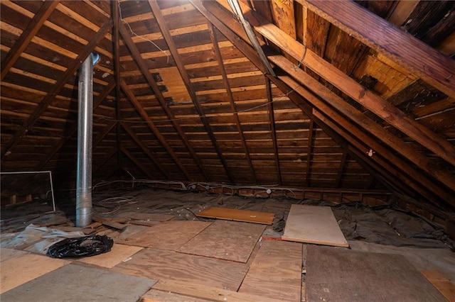 view of unfinished attic