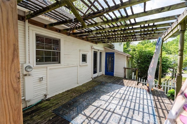 view of patio featuring a deck and a pergola