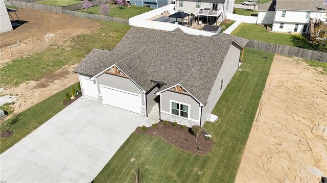 bird's eye view with a residential view