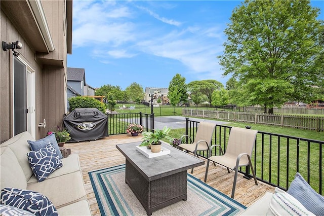 deck featuring an outdoor hangout area