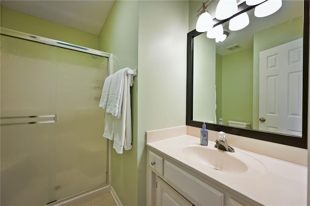 7419 Constance St, Shawnee, KS 66216 - full bathroom featuring toilet, a shower stall, vanity, and tile patterned floors