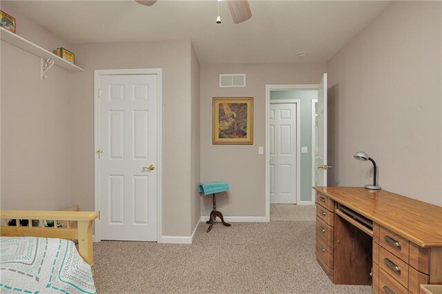 102 W Swenson Dr, Savannah, MO 64485 - bedroom featuring light colored carpet, baseboards, and ceiling fan