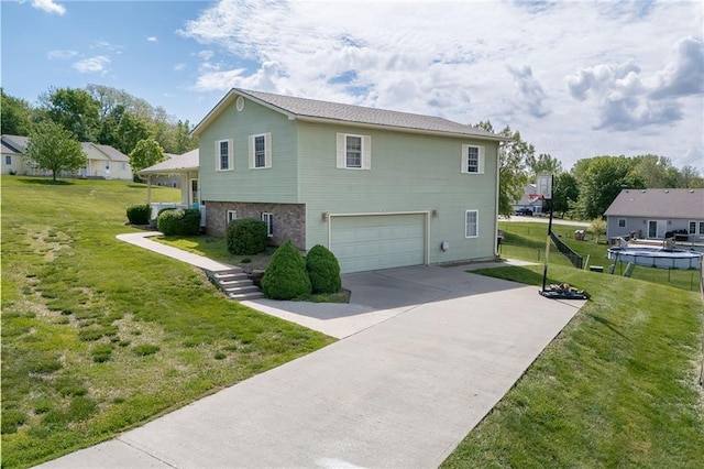 102 W Swenson Dr, Savannah, MO 64485 - view of property exterior featuring a garage, driveway, and a lawn