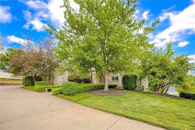 view of front of property with a front lawn