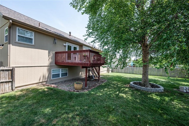3616 Anchor Ct, Blue Springs, MO 64015 - back of house featuring stairway, a deck, and a fenced backyard