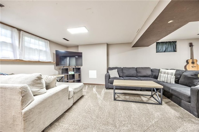 4328 S Brentwood St, Independence, MO 64055 - living room featuring visible vents, carpet, and baseboards