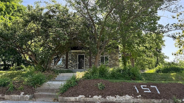 157 Clark Ave, Bonner Springs, KS 66012 - obstructed view of property with stone siding