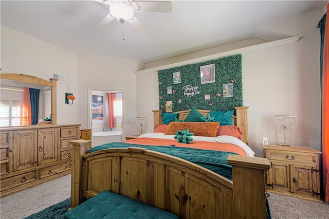 5912 NE Hidden Valley Dr, Lees Summit, MO 64064 - bedroom with light colored carpet and ceiling fan