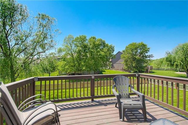 5912 NE Hidden Valley Dr, Lees Summit, MO 64064 - wooden terrace featuring a lawn