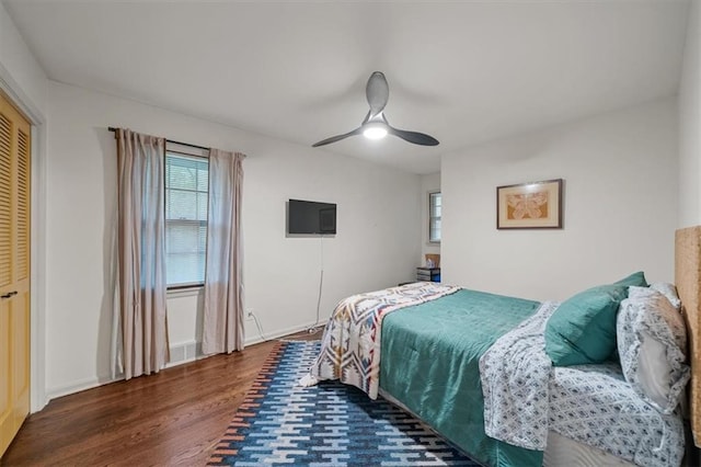 606 W Red Bridge Rd, Kansas City, MO 64114 - bedroom featuring wood finished floors and ceiling fan