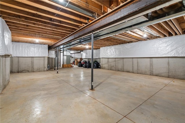 view of unfinished basement