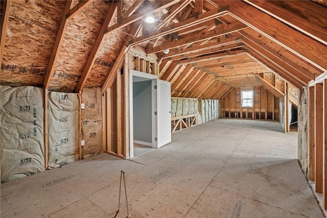 view of unfinished attic