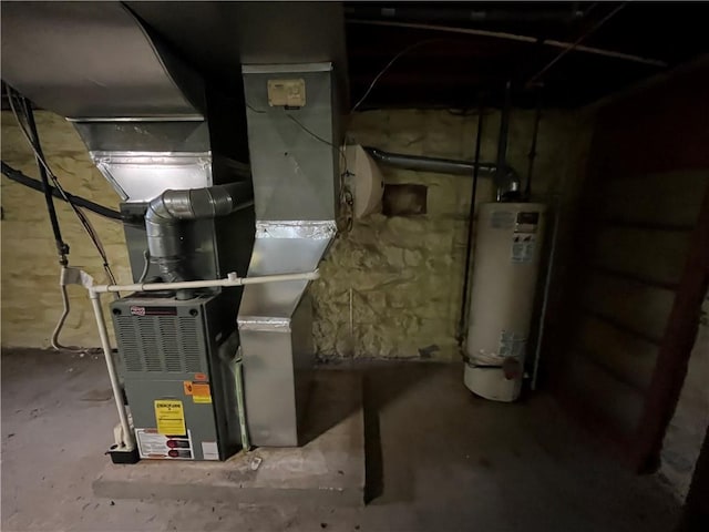 utilities with water heater and heating unit