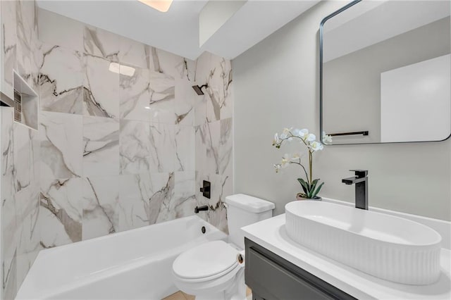 213 Lake Village Blvd, Blue Springs, MO 64014 - bathroom with vanity, toilet, and shower / tub combination