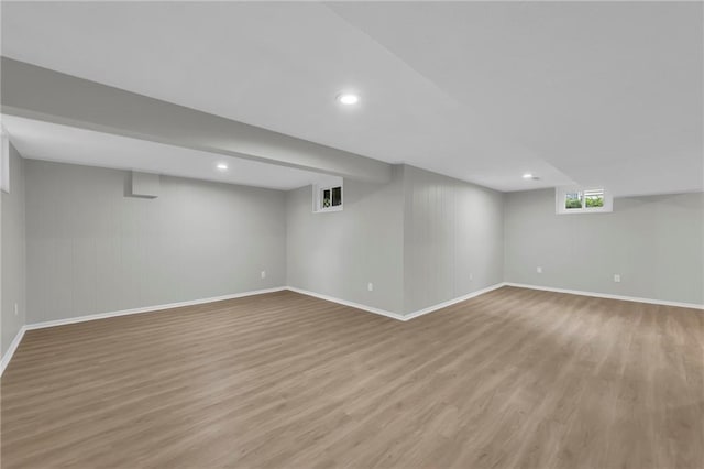 213 Lake Village Blvd, Blue Springs, MO 64014 - basement featuring recessed lighting, baseboards, and light wood finished floors