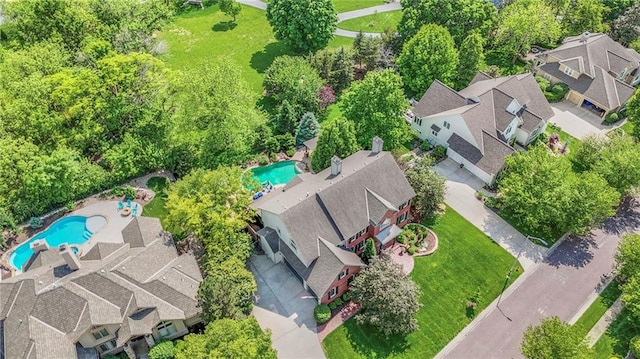 5701 W 148th Pl, Overland Park, KS 66223 - aerial view of residential area featuring a pool area
