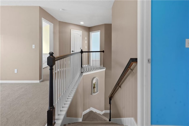 7406 W 145th Ter, Overland Park, KS 66223 - stairs with baseboards and carpet floors