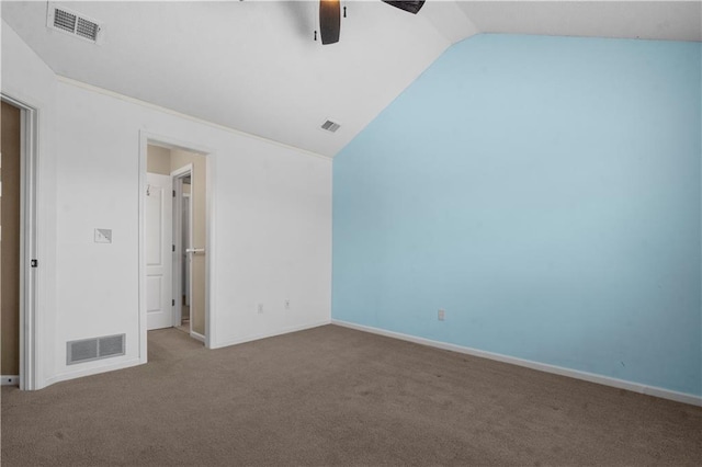7406 W 145th Ter, Overland Park, KS 66223 - unfurnished bedroom with carpet floors, vaulted ceiling, baseboards, and ceiling fan
