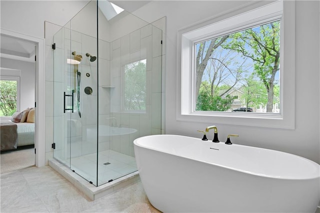 17045 S Highland Ridge Dr, Loch Lloyd, MO 64012 - bathroom featuring a stall shower, a freestanding tub, and ensuite bathroom