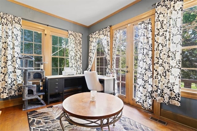 2717 Faraon St, Saint Joseph, MO 64501 - office area featuring wood finished floors and crown molding