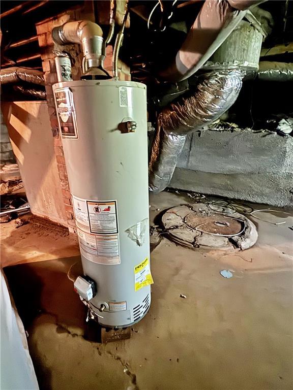 utility room featuring water heater