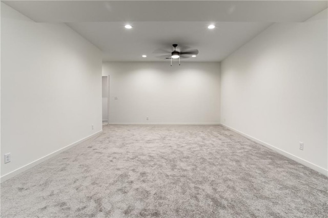 16502 S Stagecoach St, Olathe, KS 66062 - empty room featuring recessed lighting, ceiling fan, carpet, and baseboards
